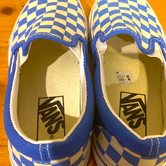 Unisex Vans Blue & White Checker low top slip on sneakers Mens 3.5 womens 5 - Picture 4 of 10